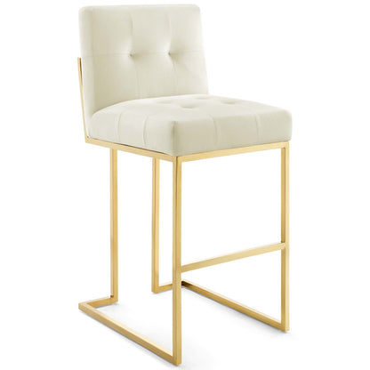 Privy Gold Stainless Steel Performance Velvet Bar Stool Set of 2 By HouseBean