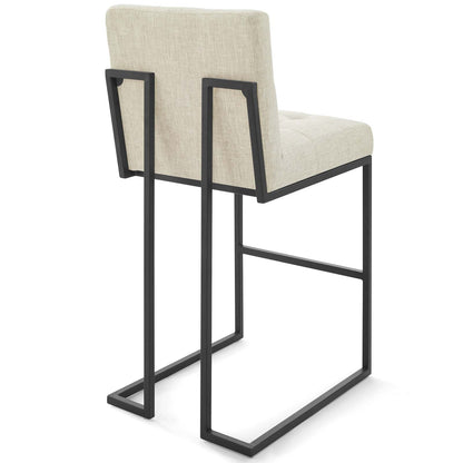 Privy Black Stainless Steel Upholstered Fabric Bar Stool Set of 2 By HouseBean