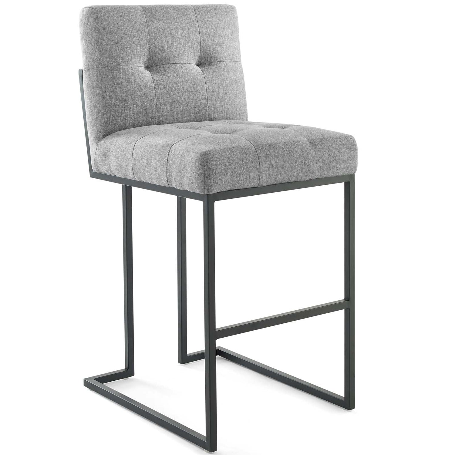 Privy Black Stainless Steel Upholstered Fabric Bar Stool Set of 2 by Modway