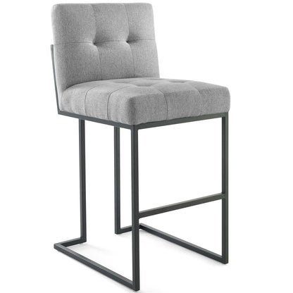 Privy Black Stainless Steel Upholstered Fabric Bar Stool Set of 2 by Modway