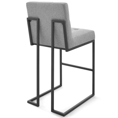 Privy Black Stainless Steel Upholstered Fabric Bar Stool Set of 2 by Modway