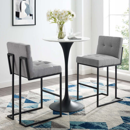 Privy Black Stainless Steel Upholstered Fabric Bar Stool Set of 2 by Modway