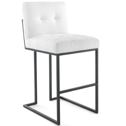 Privy Black Stainless Steel Upholstered Fabric Bar Stool Set of 2 by Modway