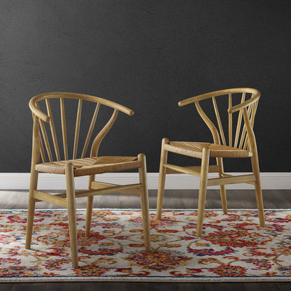 Flourish Spindle Wood Dining Side Chair Set of 2 By HouseBean