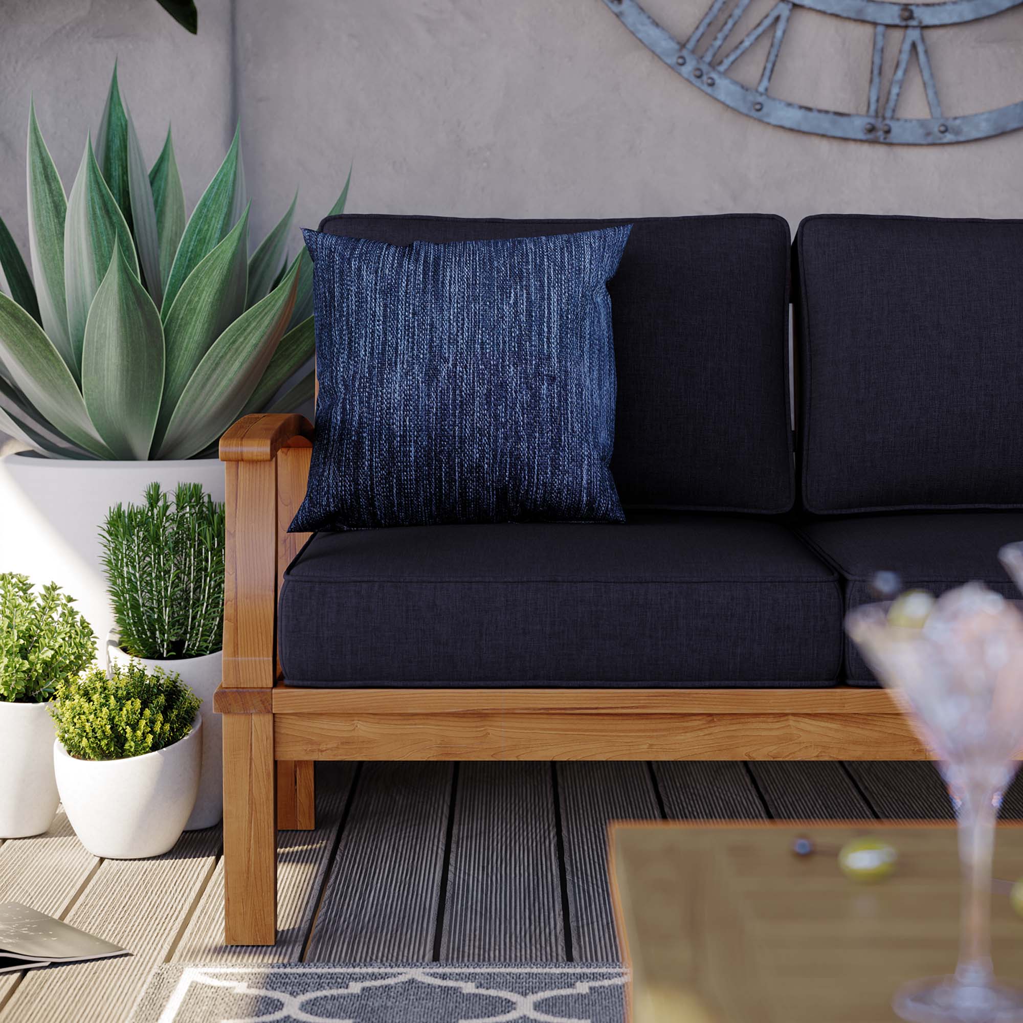 Marina Outdoor Patio Teak Sofa by Modway