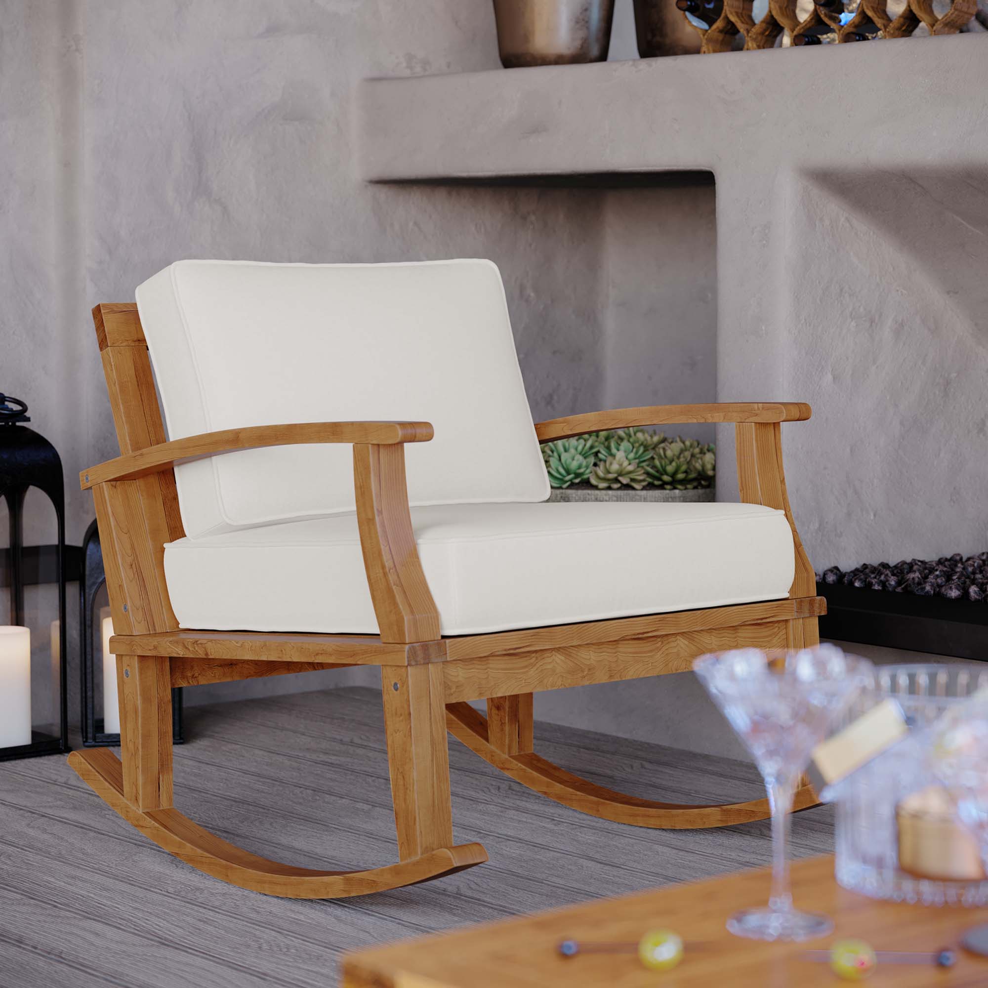 Marina Outdoor Patio Teak Rocking Chair by Modway