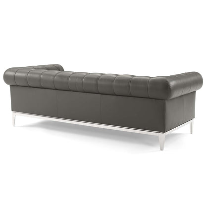 Idyll Tufted Upholstered Leather Sofa and Armchair Set by Modway