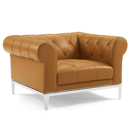 Idyll Tufted Upholstered Leather Sofa and Armchair Set by Modway