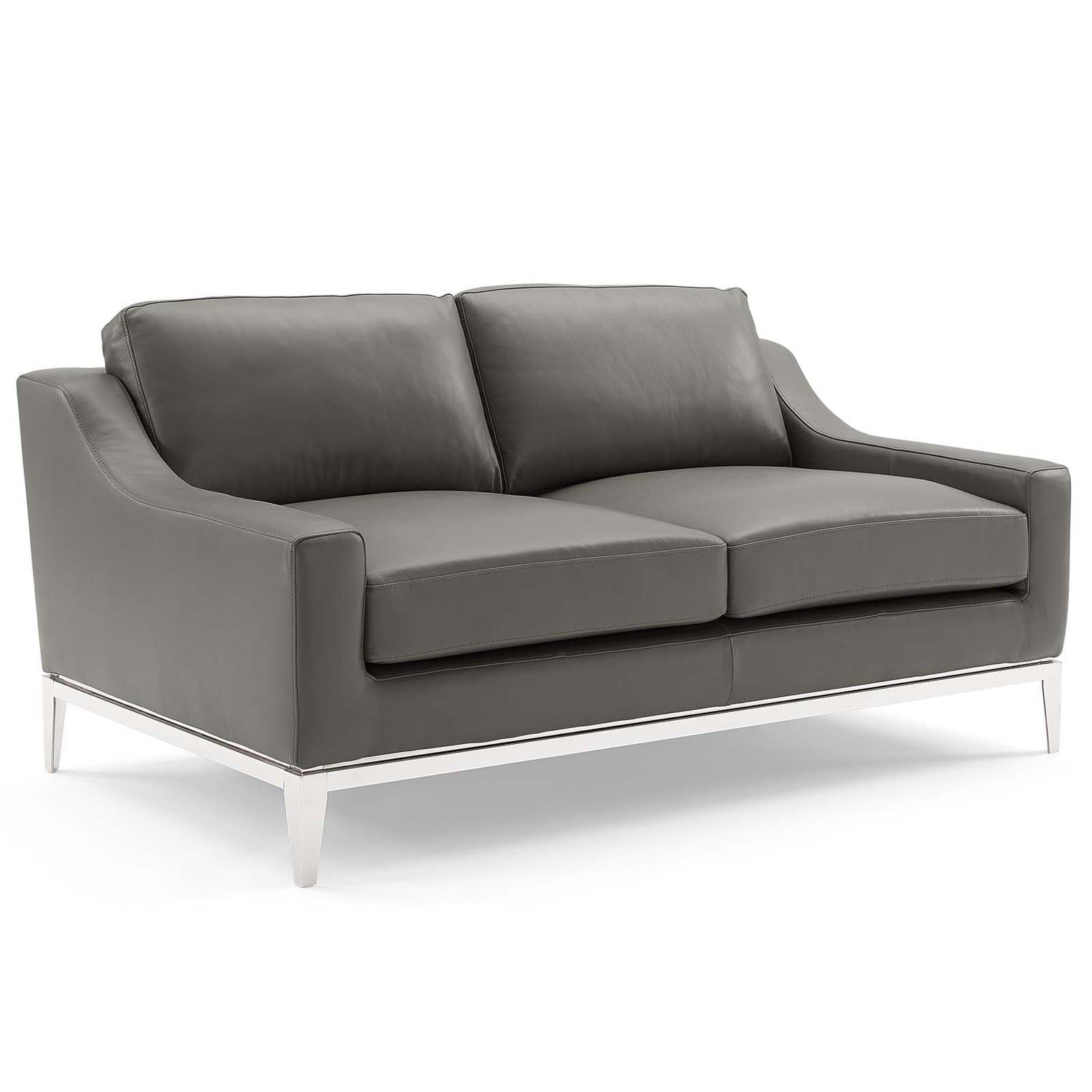 Harness Stainless Steel Base Leather Sofa and Loveseat Set By HouseBean