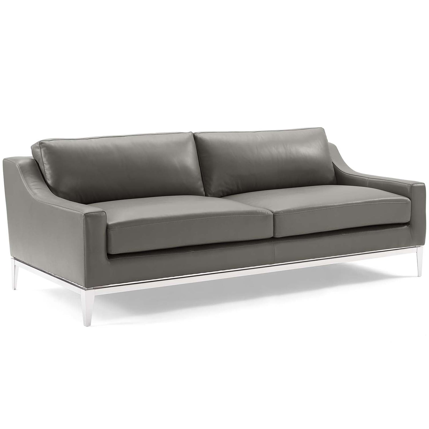 Harness Stainless Steel Base Leather Sofa &amp; Armchair Set by Modway