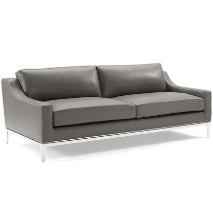 Harness Stainless Steel Base Leather Sofa &amp; Armchair Set by Modway