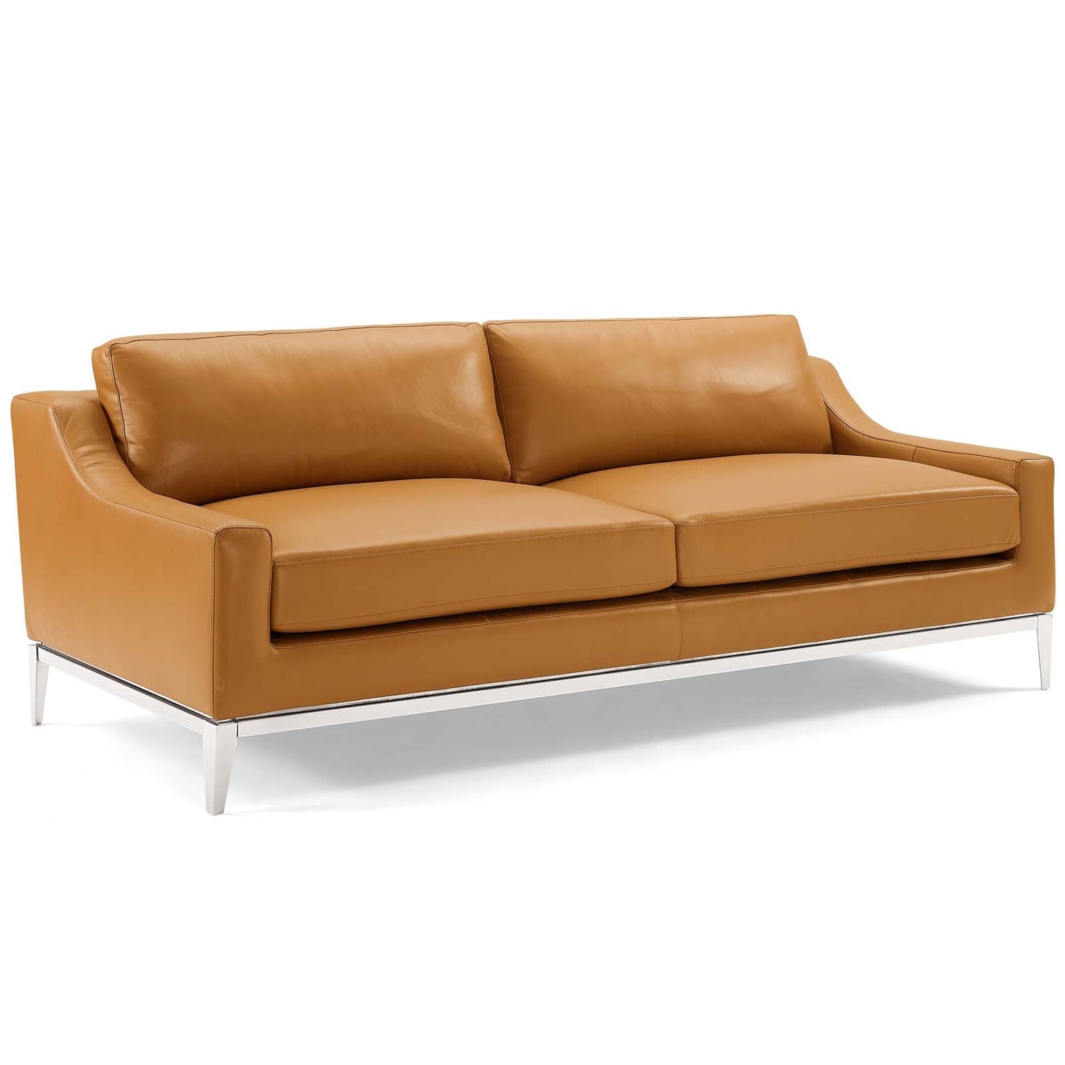 Harness Stainless Steel Base Leather Sofa &amp; Armchair Set by Modway