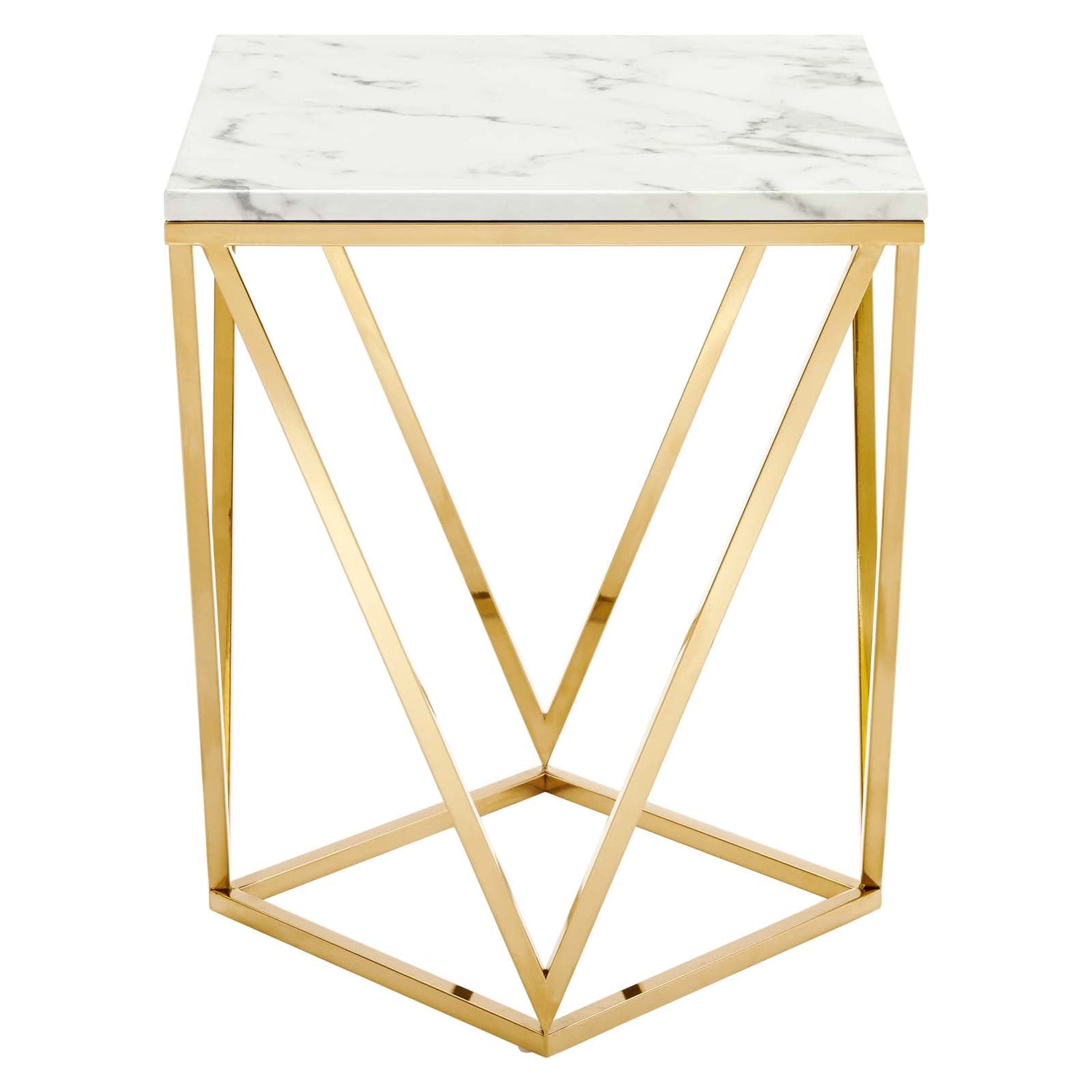 Vertex Gold Metal Stainless Steel End Table By HouseBean