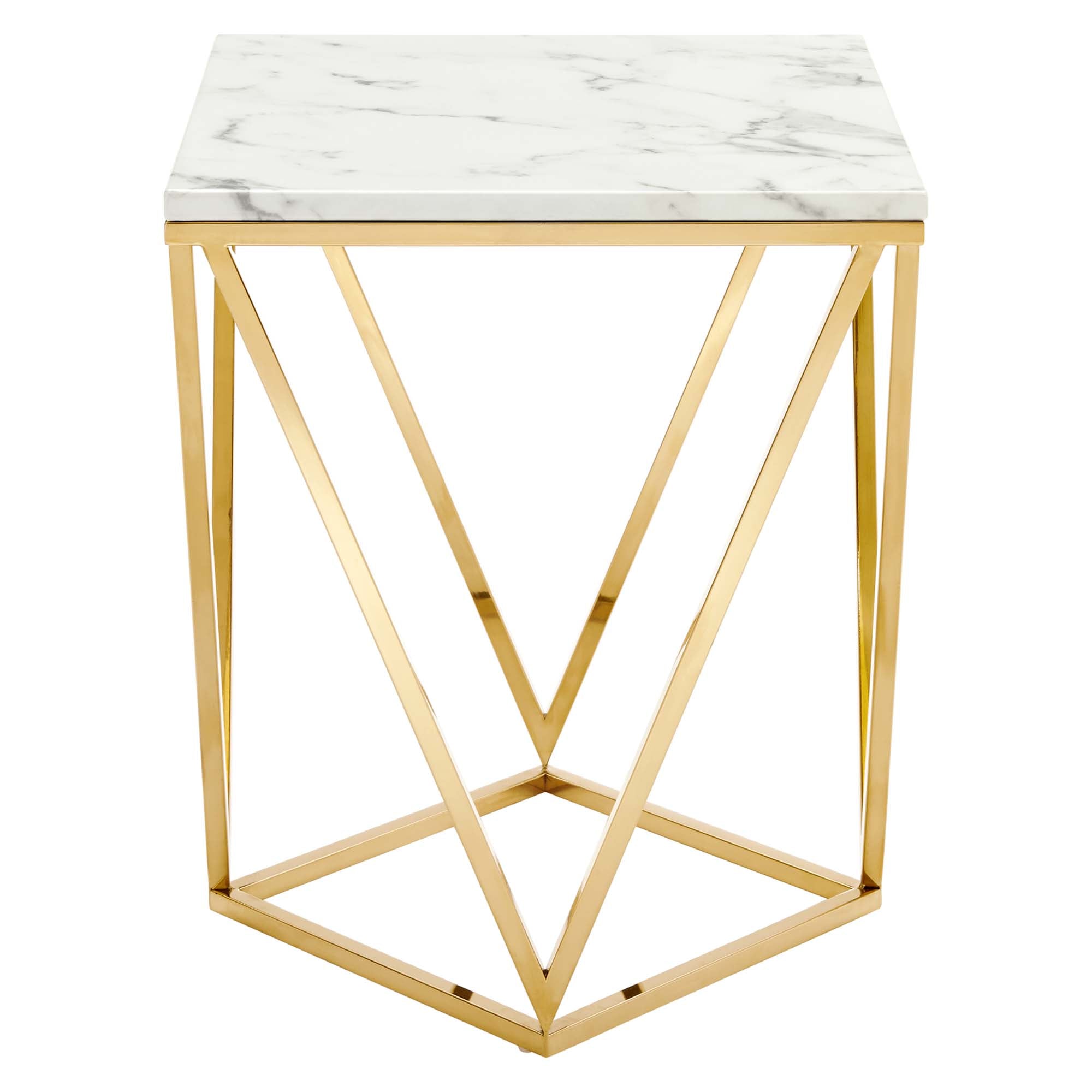 Vertex Gold Metal Stainless Steel End Table by Modway