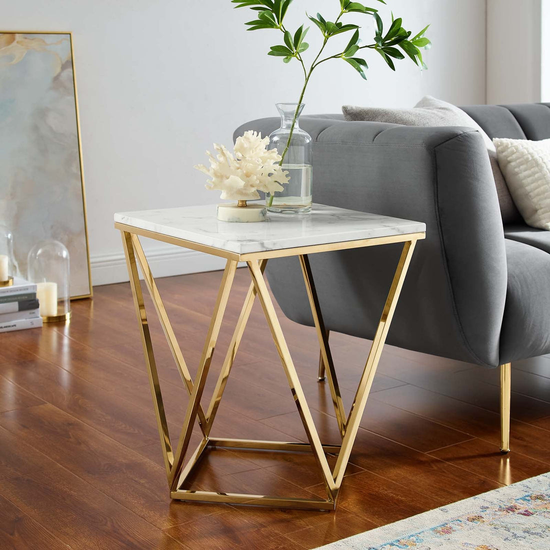 Vertex Gold Metal Stainless Steel End Table By HouseBean