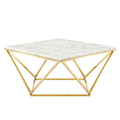 Vertex Gold Metal Stainless Steel Coffee Table by Modway
