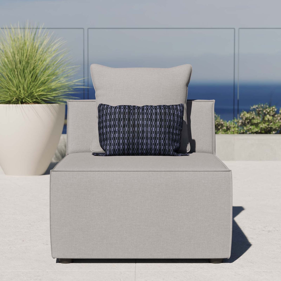 Saybrook Outdoor Patio Upholstered Sectional Sofa Armless Chair By HouseBean