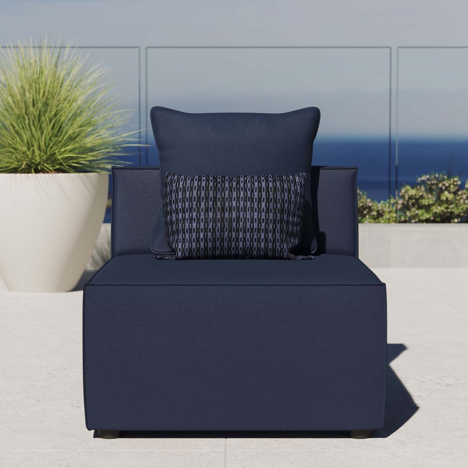 Saybrook Outdoor Patio Upholstered Sectional Sofa Armless Chair By HouseBean