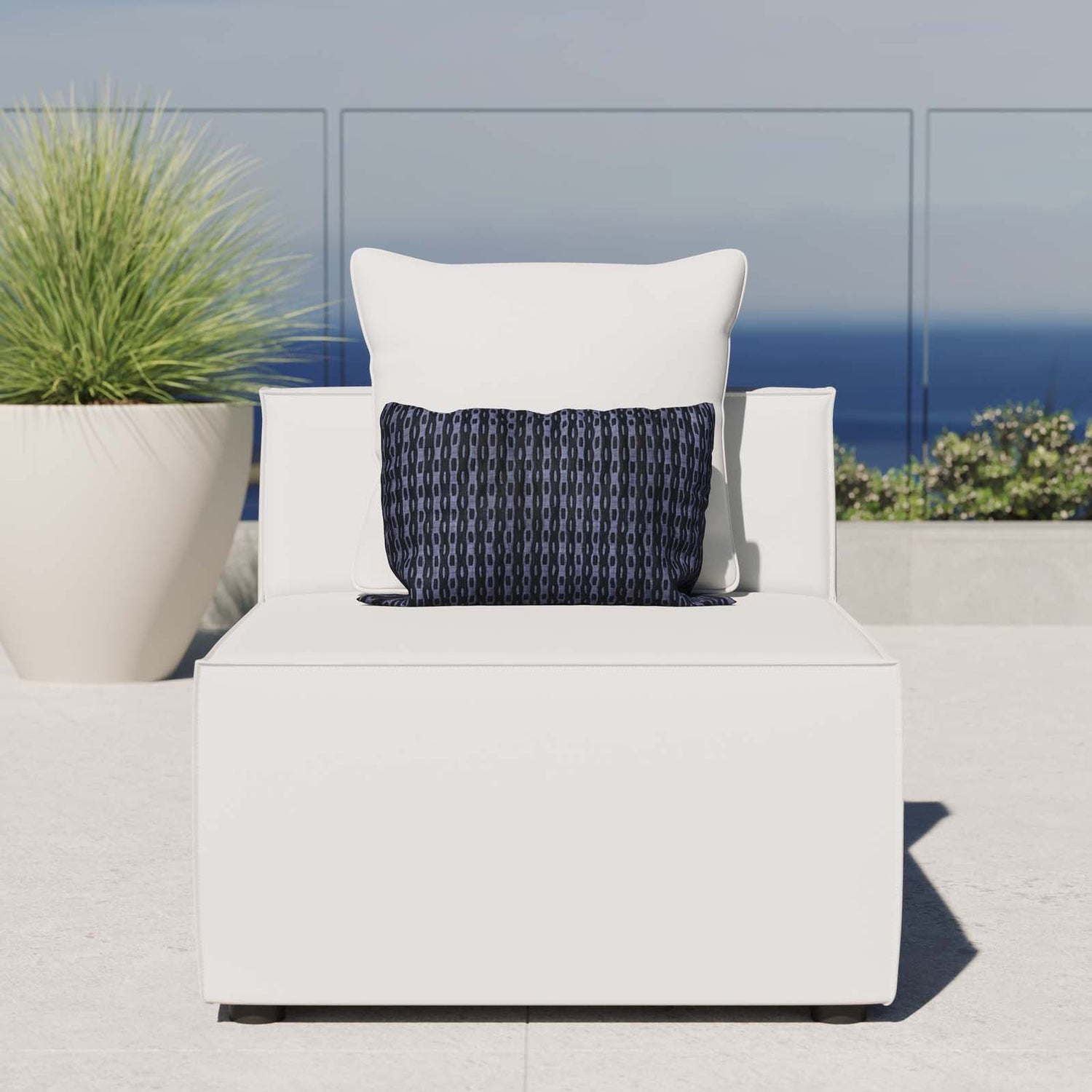 Saybrook Outdoor Patio Upholstered Sectional Sofa Armless Chair By HouseBean