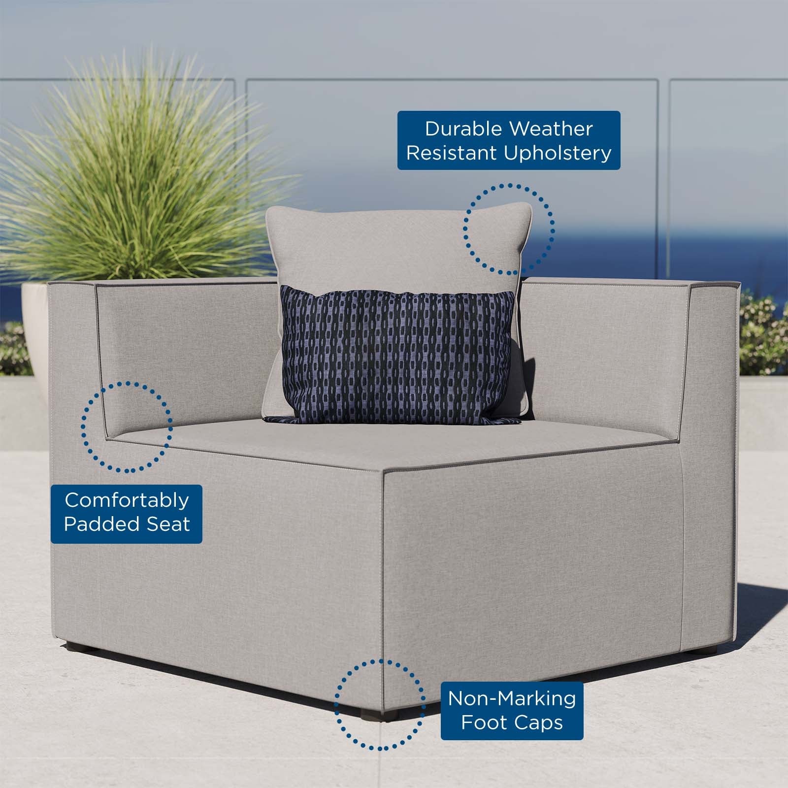 Saybrook Outdoor Patio Upholstered Sectional Sofa Corner Chair By HouseBean