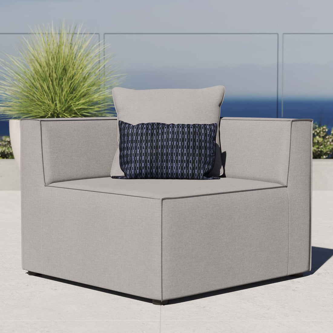 Saybrook Outdoor Patio Upholstered Sectional Sofa Corner Chair By HouseBean