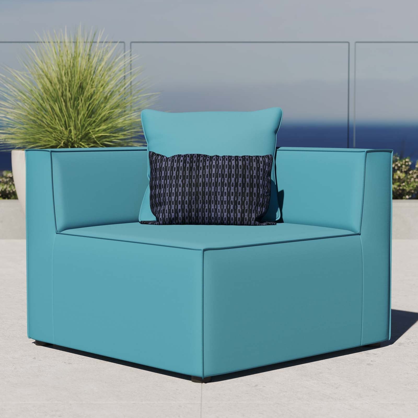 Saybrook Outdoor Patio Upholstered Sectional Sofa Corner Chair By HouseBean