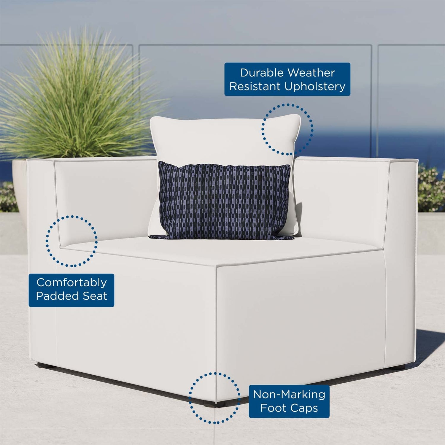 Saybrook Outdoor Patio Upholstered Sectional Sofa Corner Chair By HouseBean