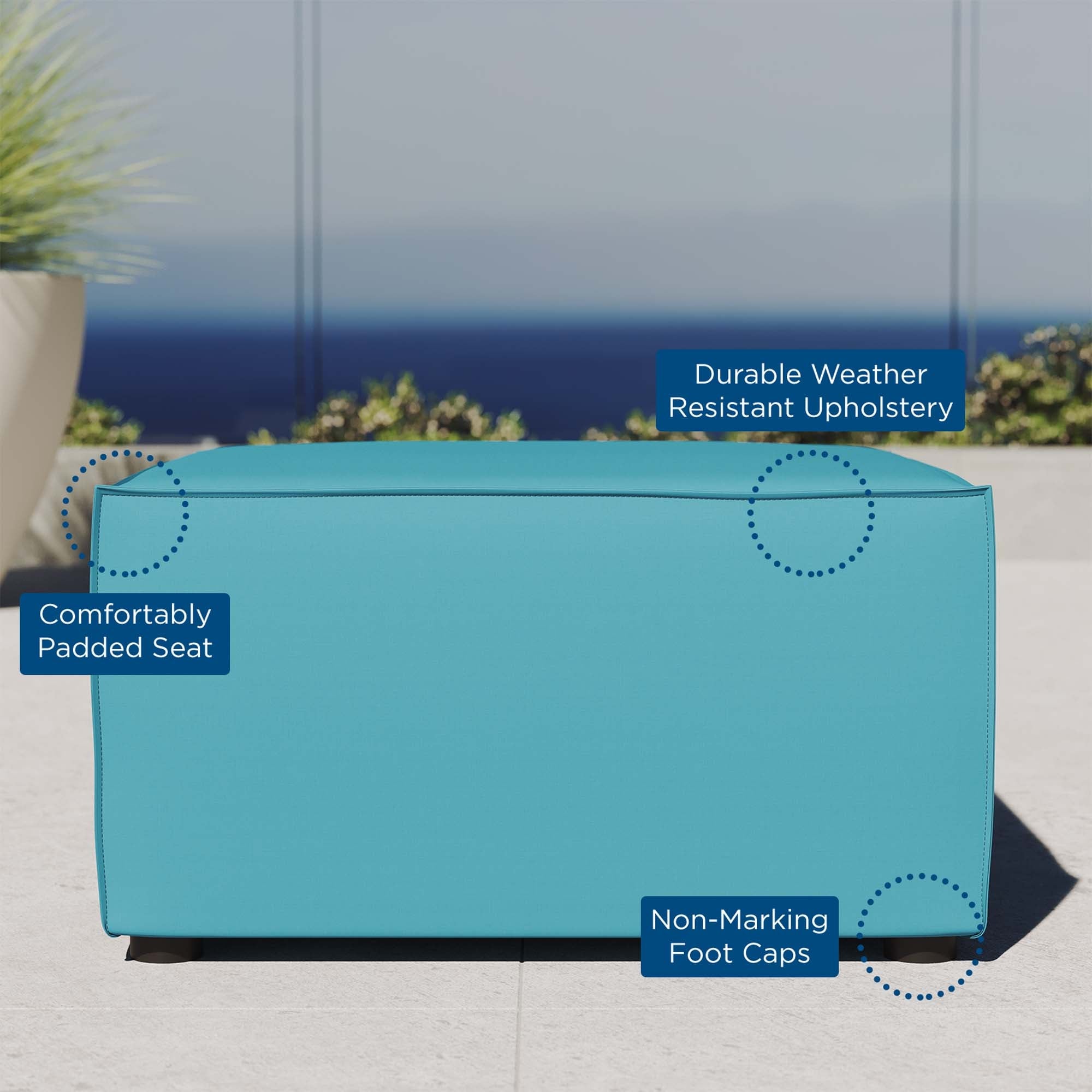 Saybrook Outdoor Patio Upholstered Sectional Sofa Ottoman by Modway