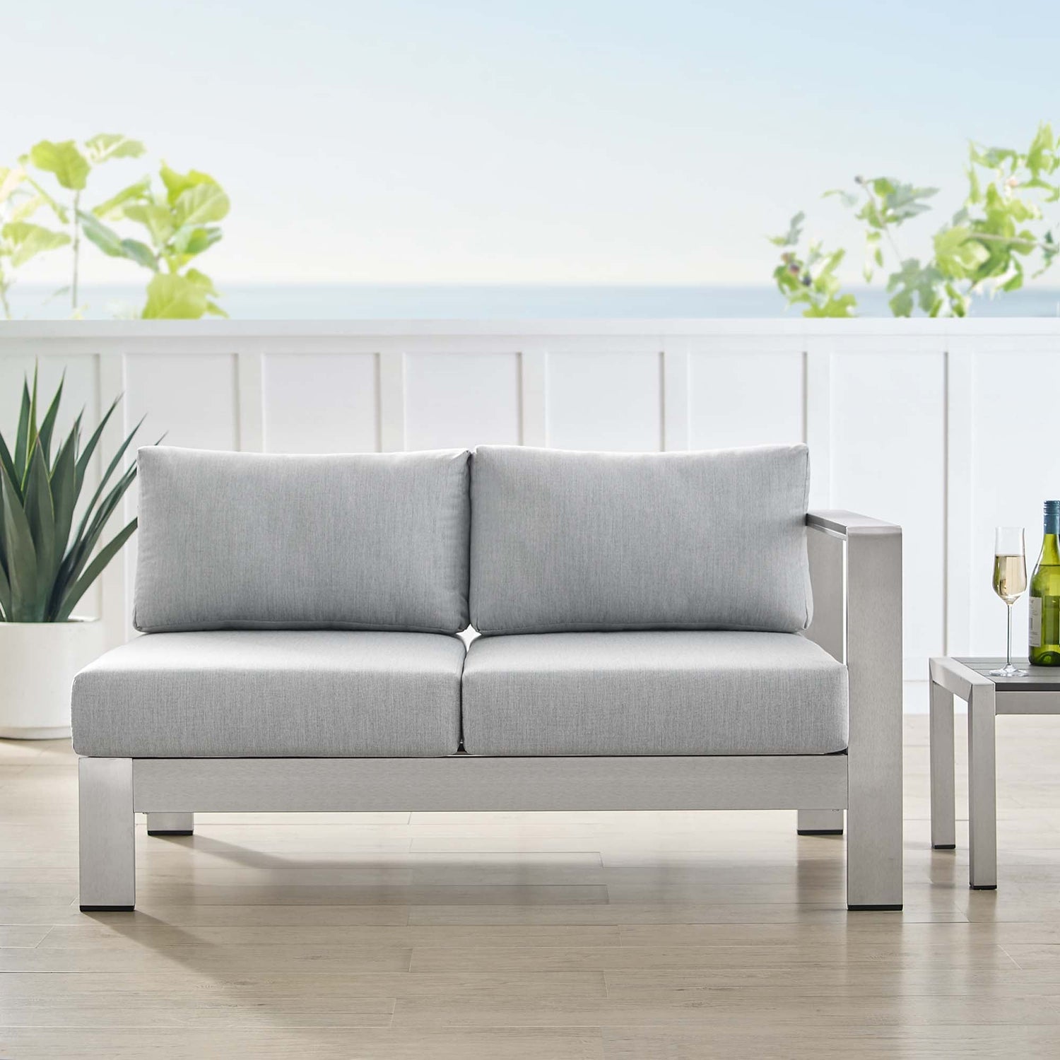 Shore Sunbrella¬Æ Fabric Aluminum Outdoor Patio Right-Arm Loveseat by Modway