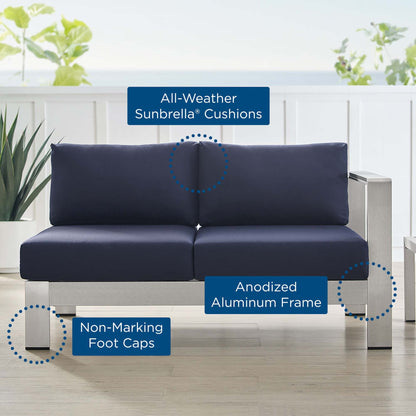 Shore Sunbrella¬Æ Fabric Aluminum Outdoor Patio Right-Arm Loveseat by Modway