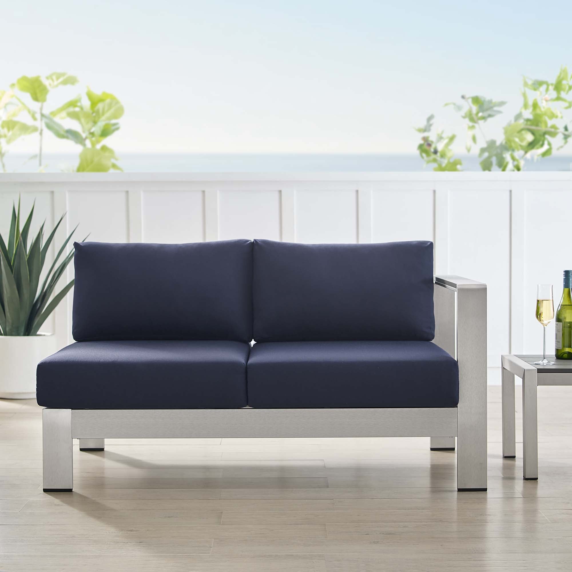 Shore Sunbrella¬Æ Fabric Aluminum Outdoor Patio Right-Arm Loveseat by Modway