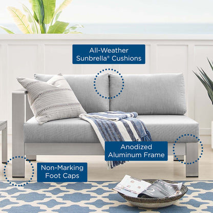 Shore Sunbrella¬Æ Fabric Aluminum Outdoor Patio Left-Arm Loveseat by Modway