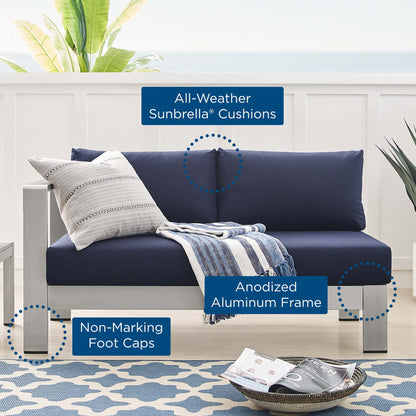 Shore Sunbrella¬Æ Fabric Aluminum Outdoor Patio Left-Arm Loveseat by Modway