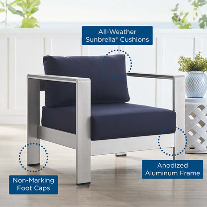Shore Sunbrella¬Æ Fabric Aluminum Outdoor Patio Armchair by Modway