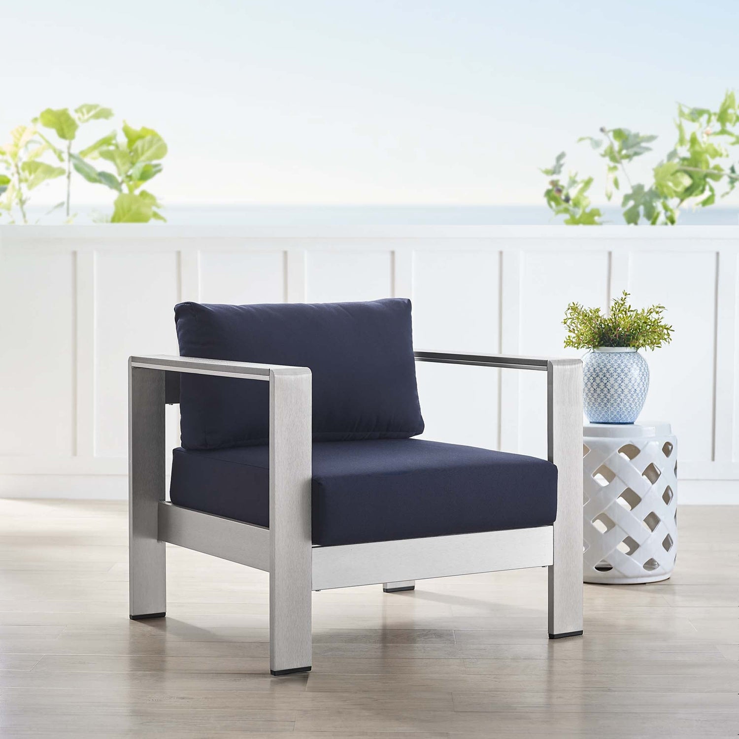 Shore Sunbrella¬Æ Fabric Aluminum Outdoor Patio Armchair by Modway
