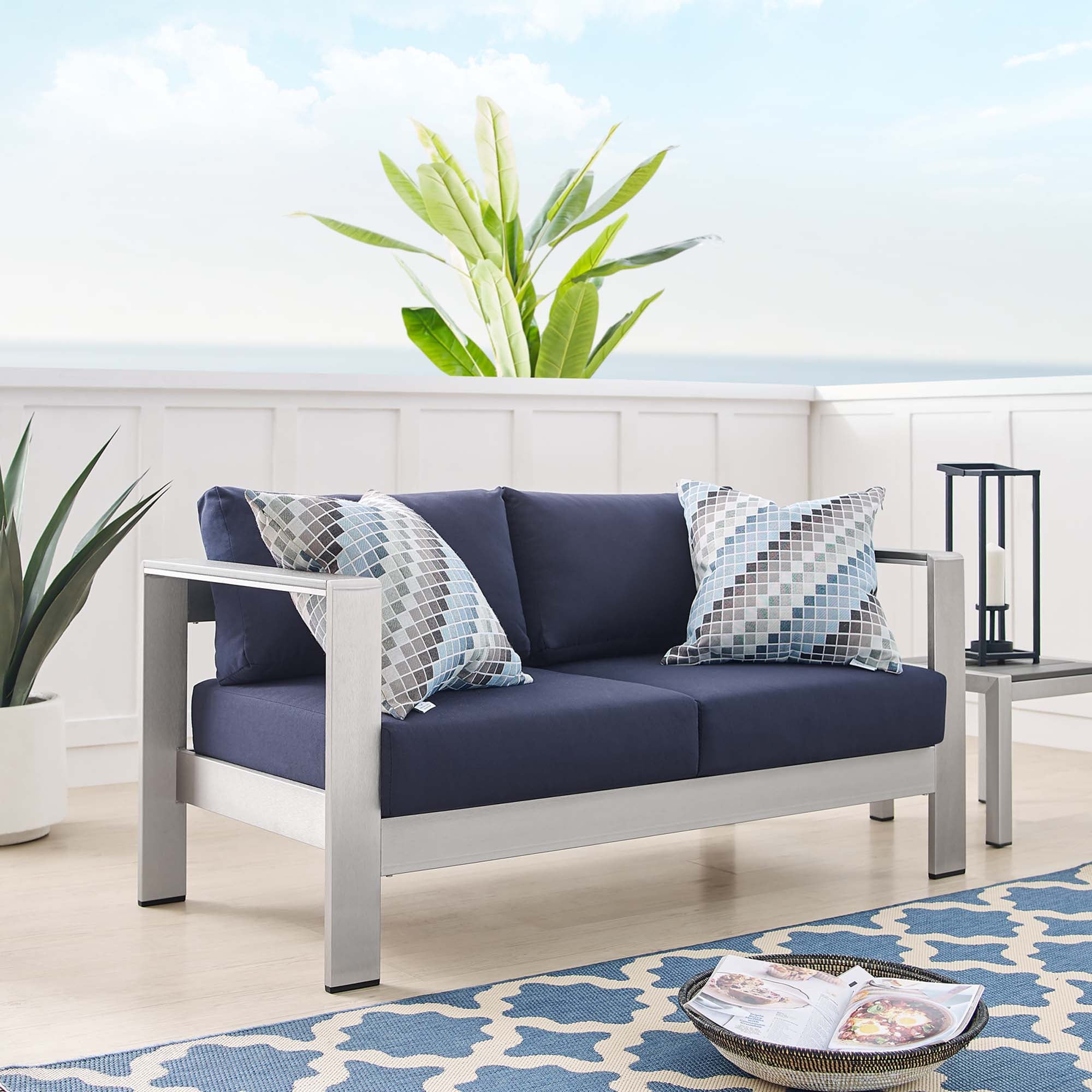Shore Sunbrella¬Æ Fabric Aluminum Outdoor Patio Loveseat by Modway