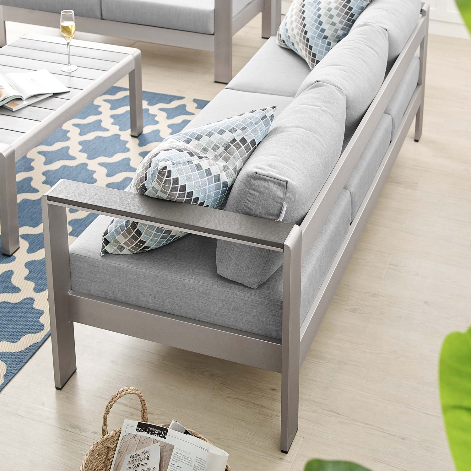 Shore Sunbrella¬Æ Fabric Aluminum Outdoor Patio Sofa by Modway