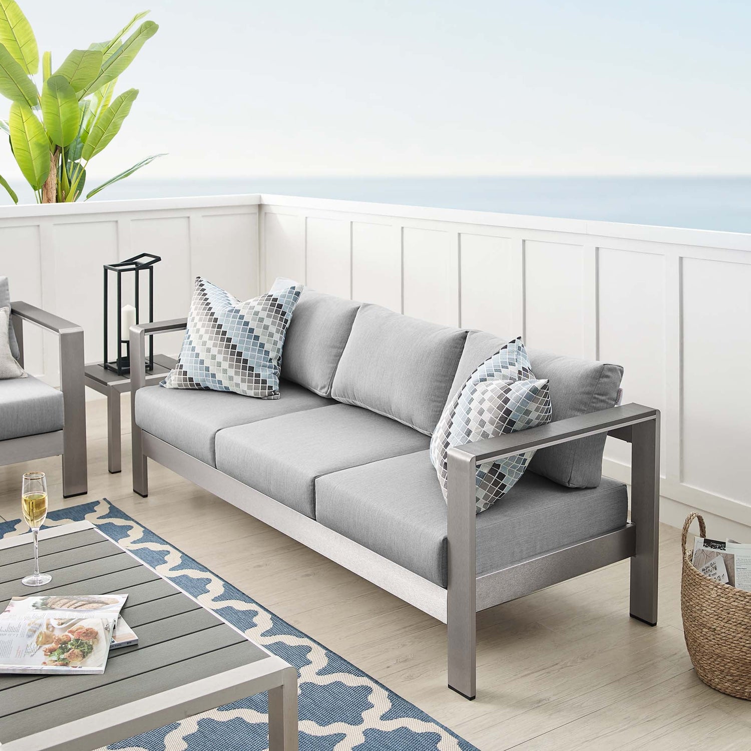 Shore Sunbrella¬Æ Fabric Aluminum Outdoor Patio Sofa by Modway