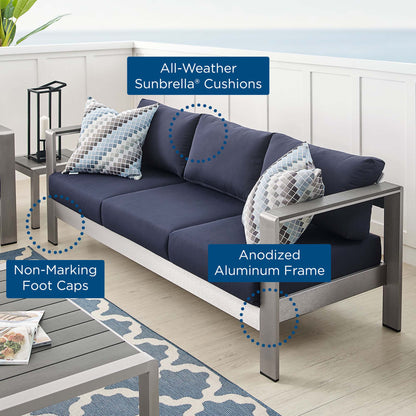 Shore Sunbrella¬Æ Fabric Aluminum Outdoor Patio Sofa by Modway