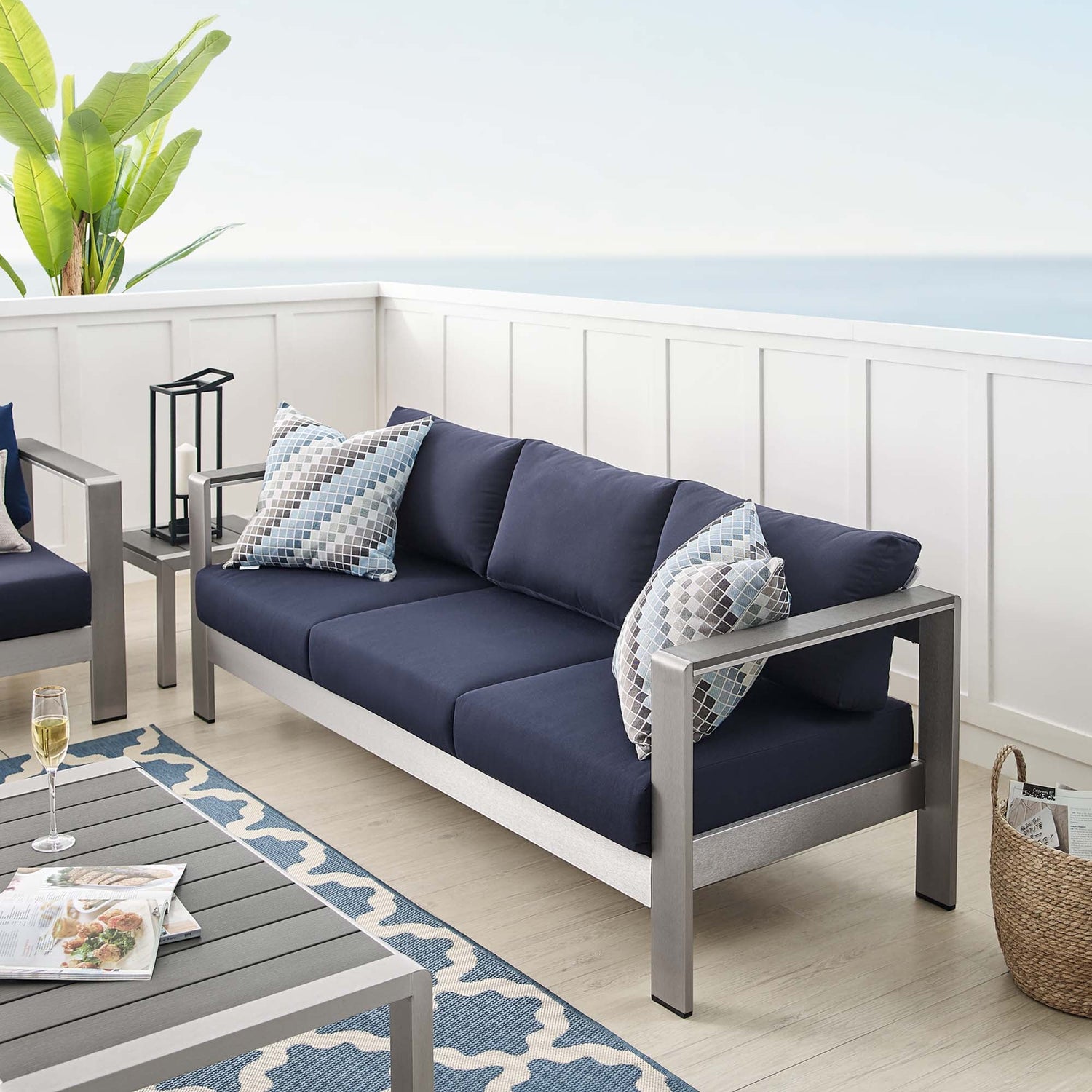 Shore Sunbrella¬Æ Fabric Aluminum Outdoor Patio Sofa by Modway