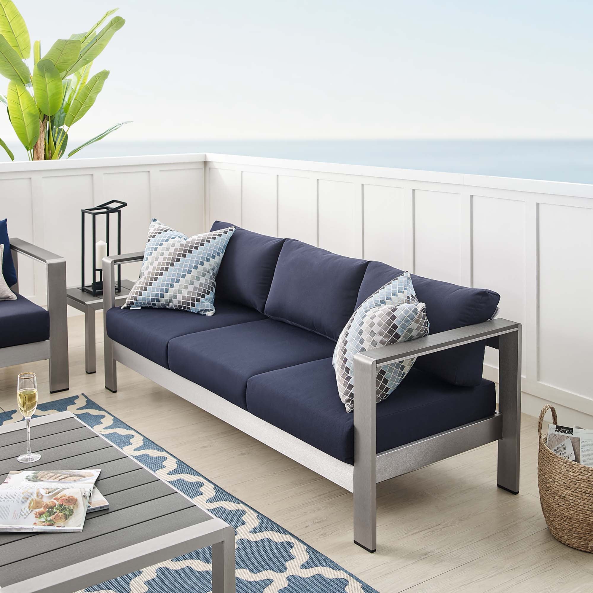 Shore Sunbrella¬Æ Fabric Aluminum Outdoor Patio Sofa by Modway
