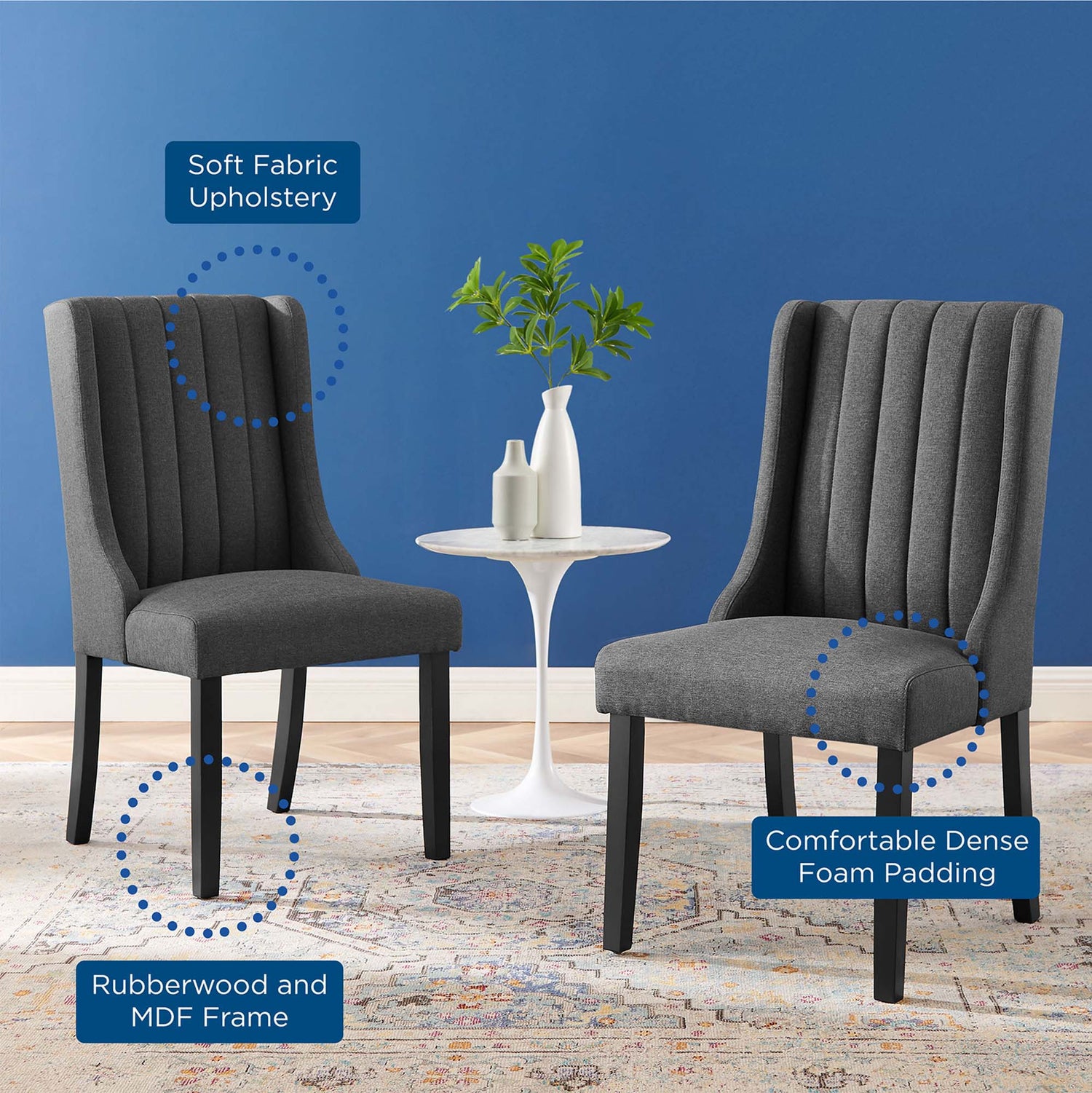 Renew Parsons Fabric Dining Side Chairs - Set of 2 by Modway