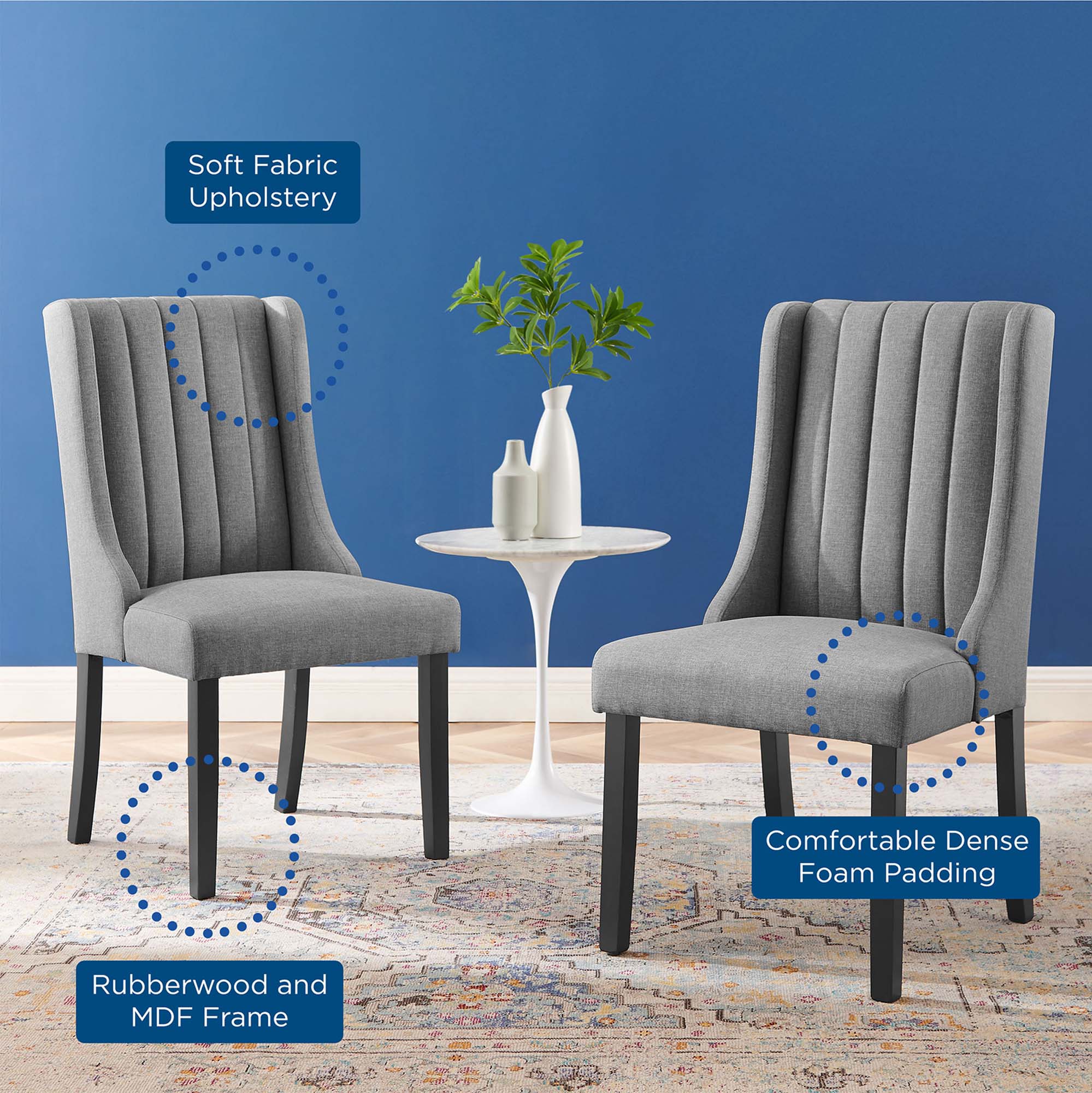 Renew Parsons Fabric Dining Side Chairs - Set of 2 by Modway