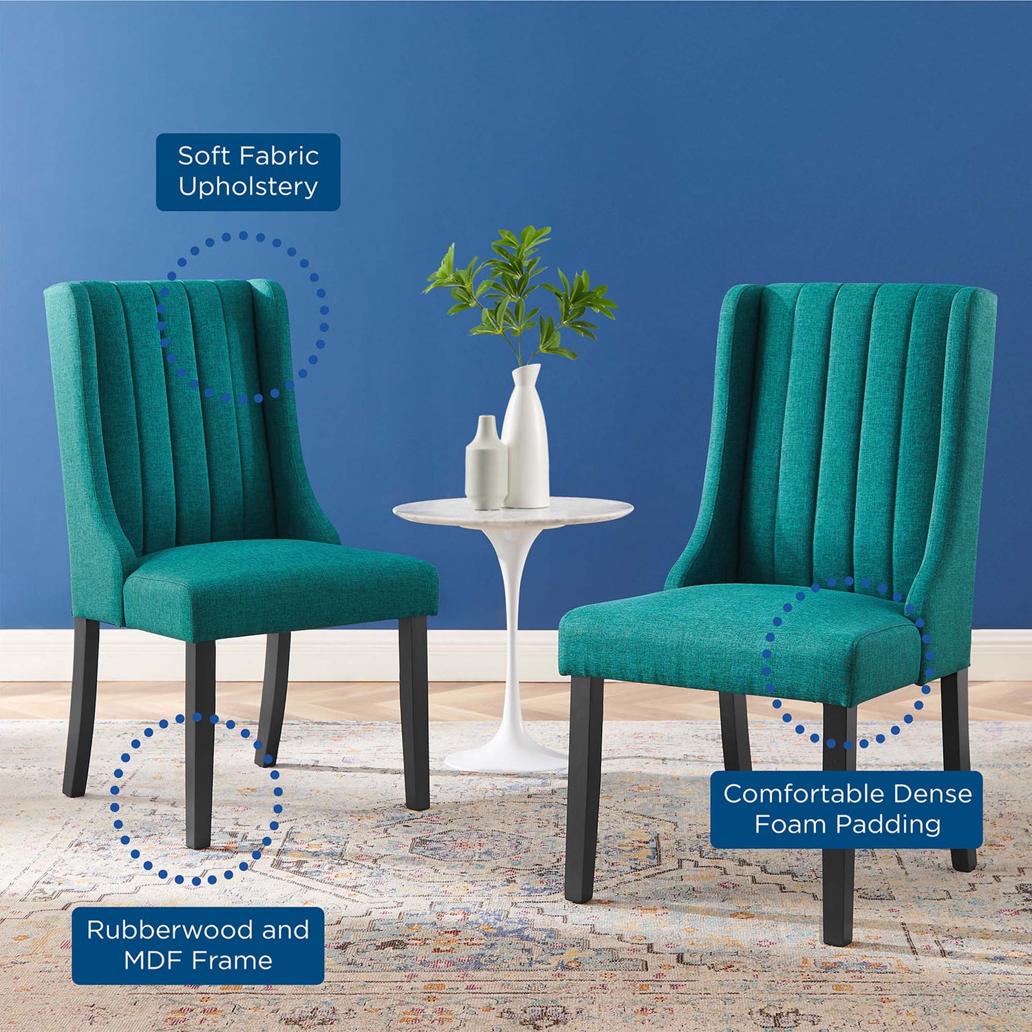 Renew Parsons Fabric Dining Side Chairs - Set of 2 by Modway