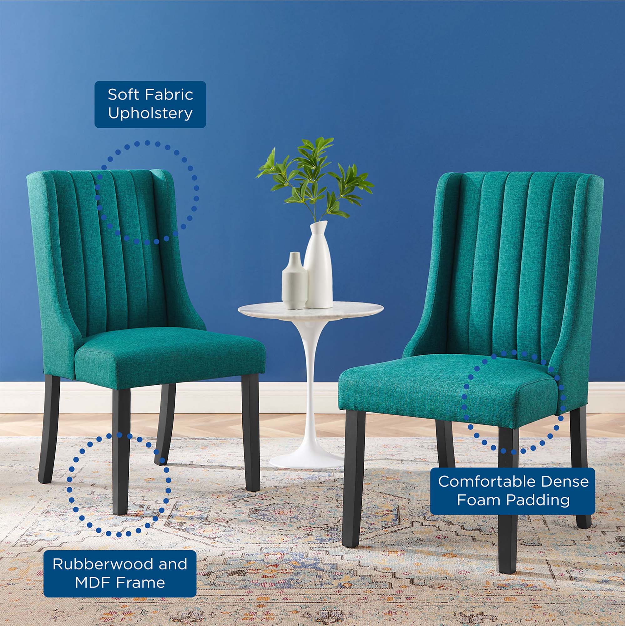 Renew Parsons Fabric Dining Side Chairs - Set of 2 by Modway