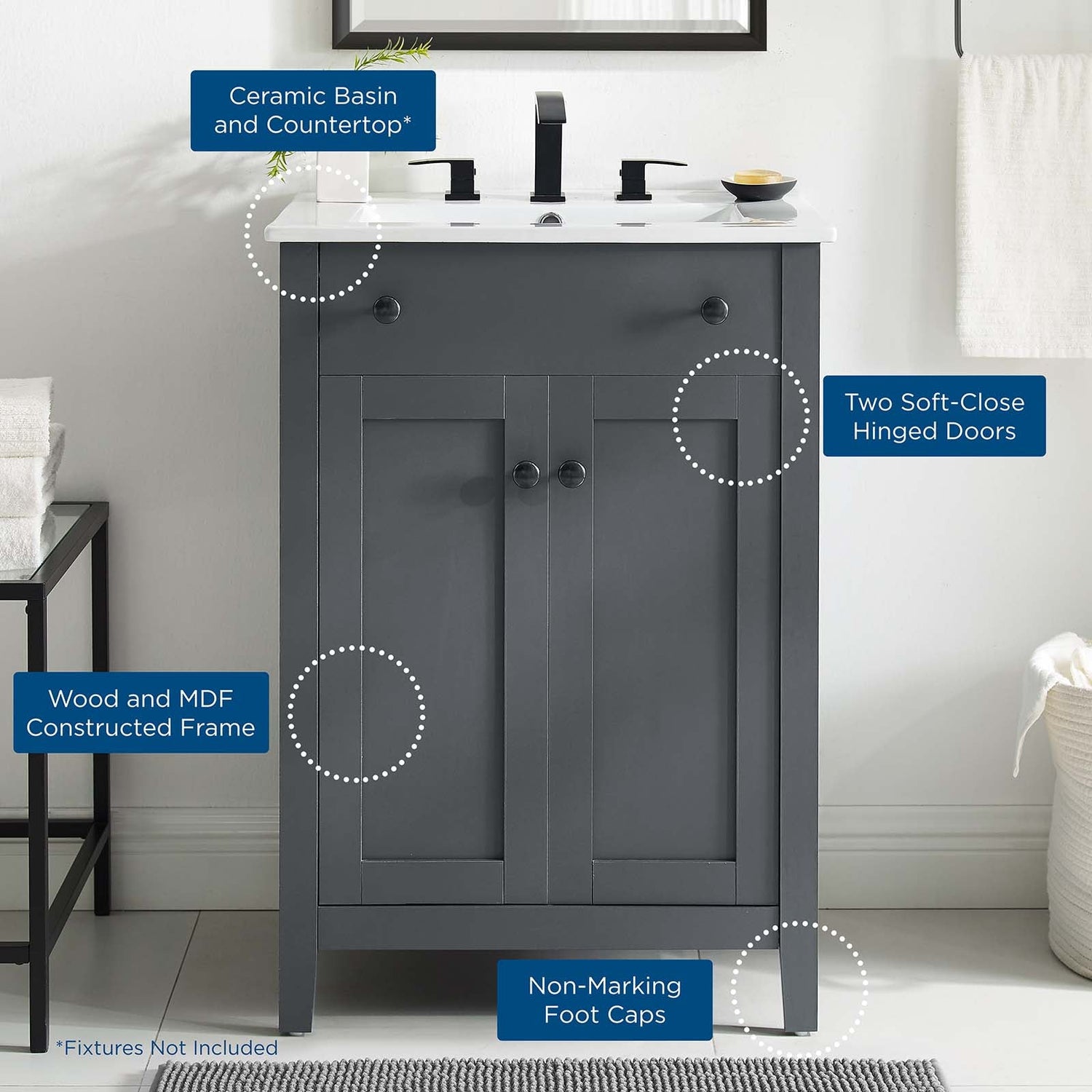 Nantucket Bathroom Vanity Basin Included by Modway