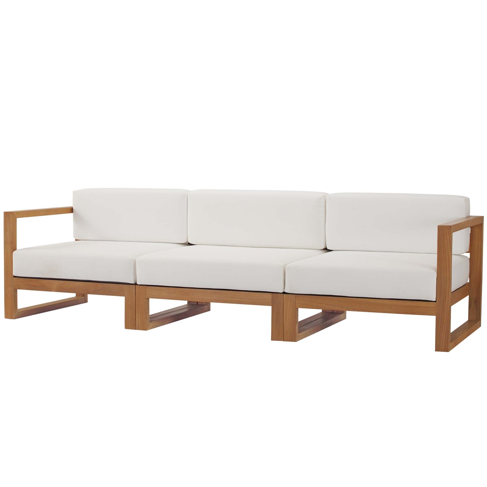 Upland Outdoor Patio Teak Wood 3-Piece Sectional Sofa Set by Modway