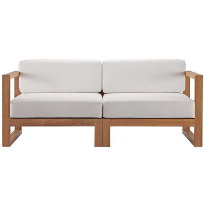 Upland Outdoor Patio Teak Wood 2-Piece Sectional Sofa Loveseat By HouseBean