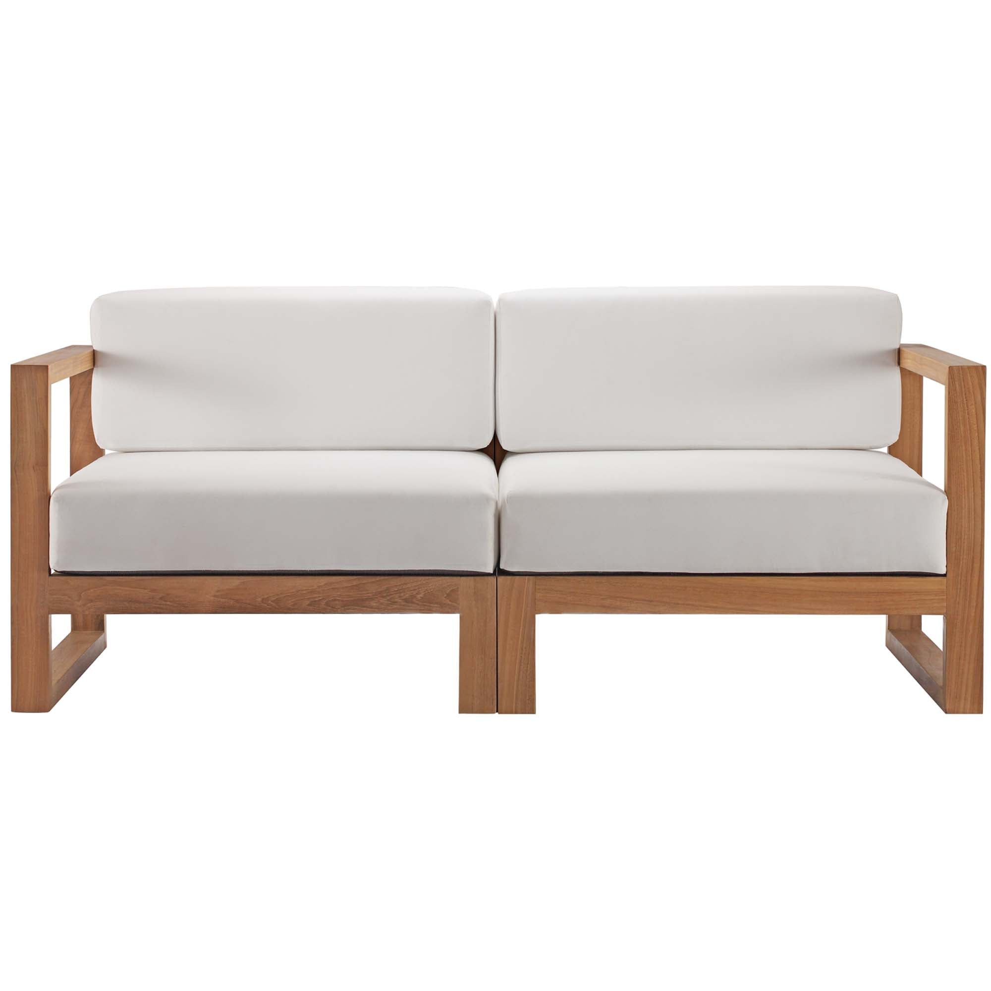 Upland Outdoor Patio Teak Wood 2-Piece Sectional Sofa Loveseat by Modway