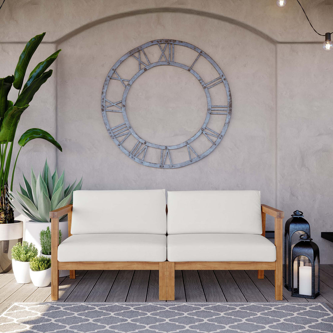 Bayport Outdoor Patio Teak Wood 2-Seater Loveseat by Modway